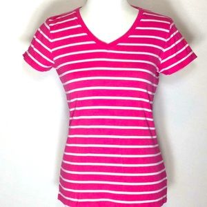 Jones New York V-Neck Striped Tee